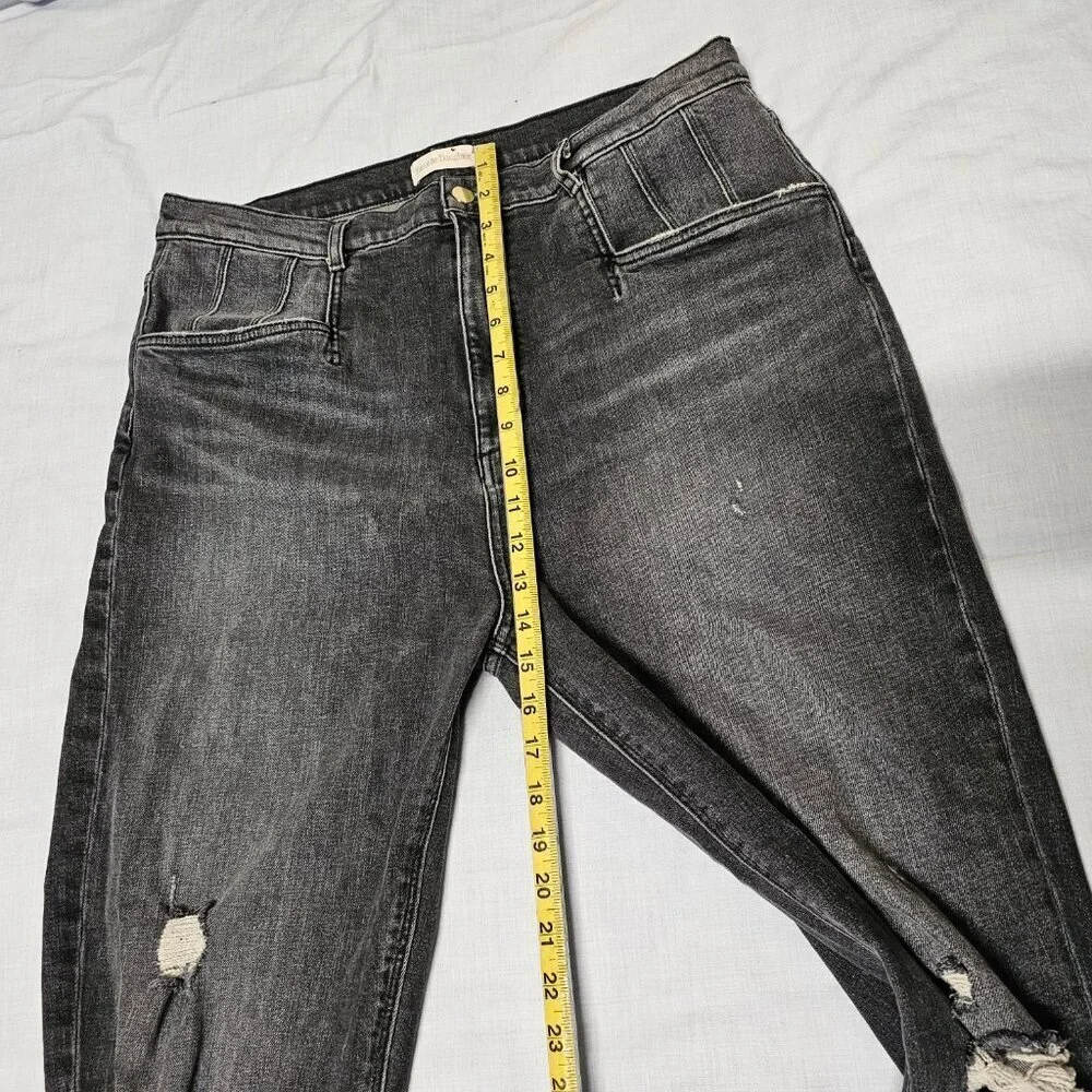 Favorite Daughter Jordie Charcoal Gray Distressed Jeans Size 34 Stretch Cotton - Picture 12 of 16